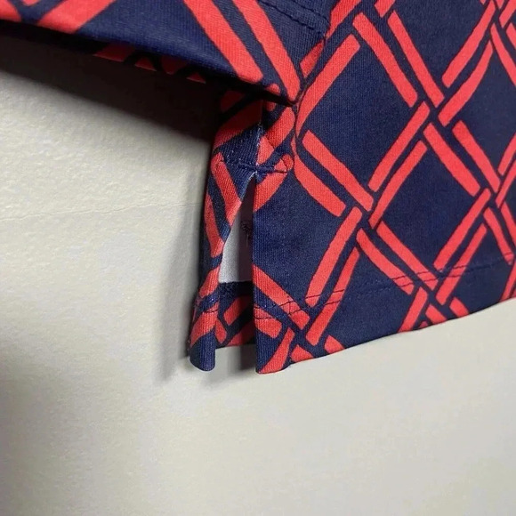 Vineyard Vines Sankaty Boatneck Deep Bay Geo Top Womens M Navy Red Texas 3/4 Slv - Picture 5 of 9